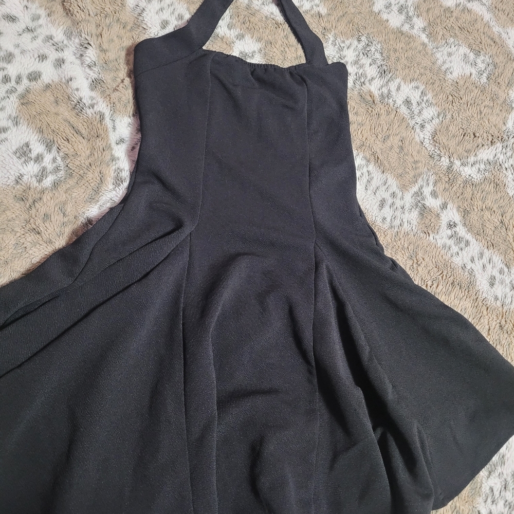 Elegant Black Short Halter Dress